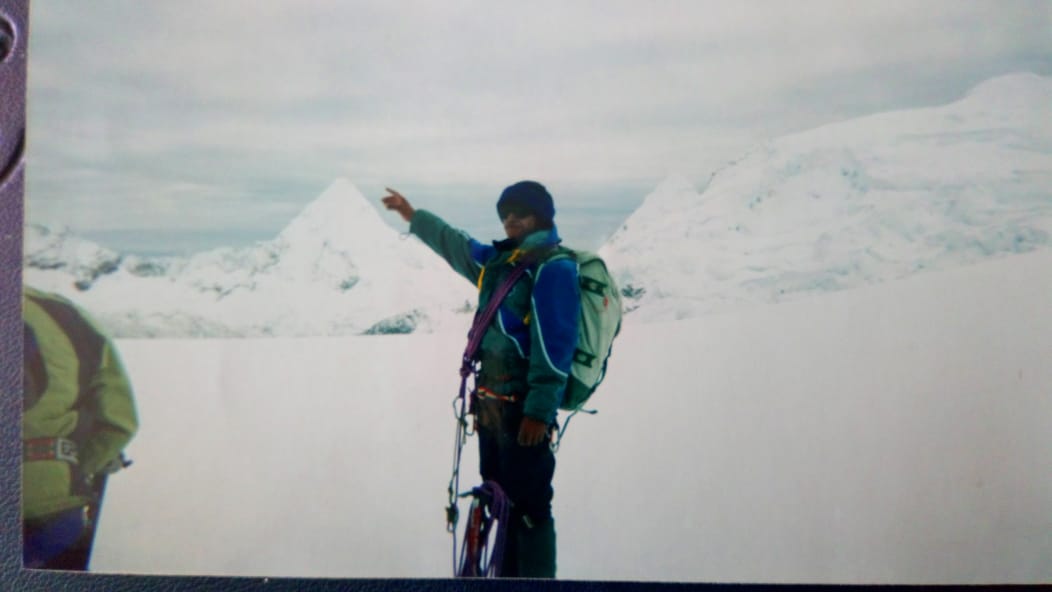 Filiberto Rurush during early mountaneering operations in hte Cordillera Blanca, Ancash, Peru.