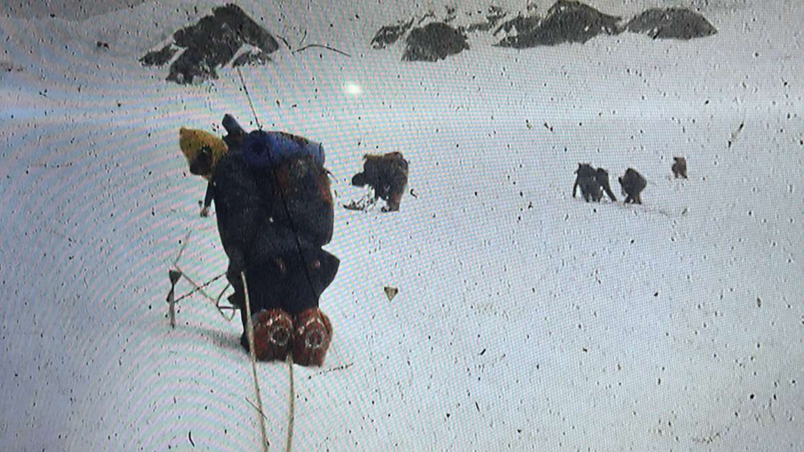 Filiberto Rurush during early mountaneering operations in hte Cordillera Blanca, Ancash, Peru.