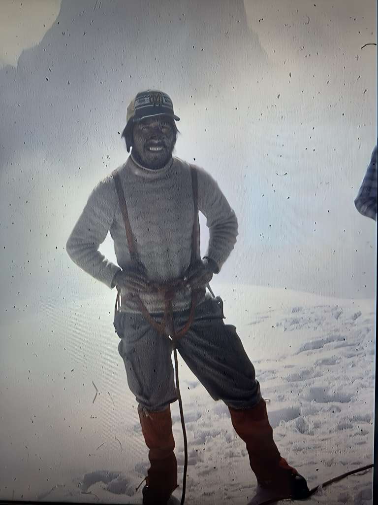Filiberto Rurush during early mountaneering operations in hte Cordillera Blanca, Ancash, Peru.