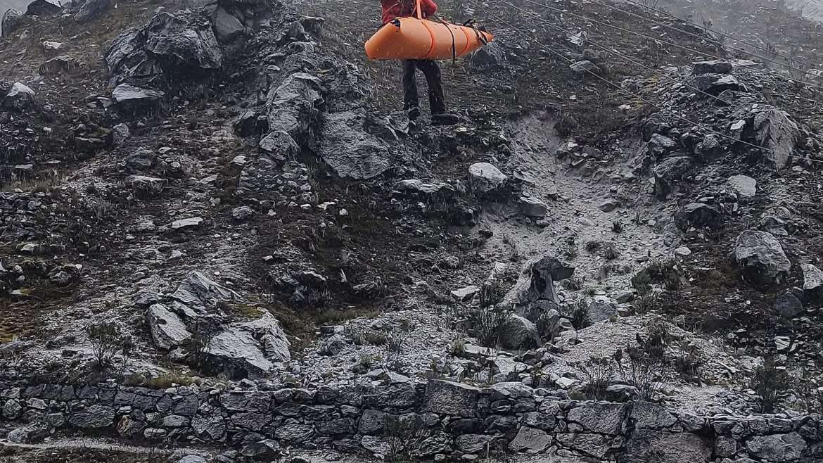 Filiberto Rurush during early mountaneering operations in hte Cordillera Blanca, Ancash, Peru.