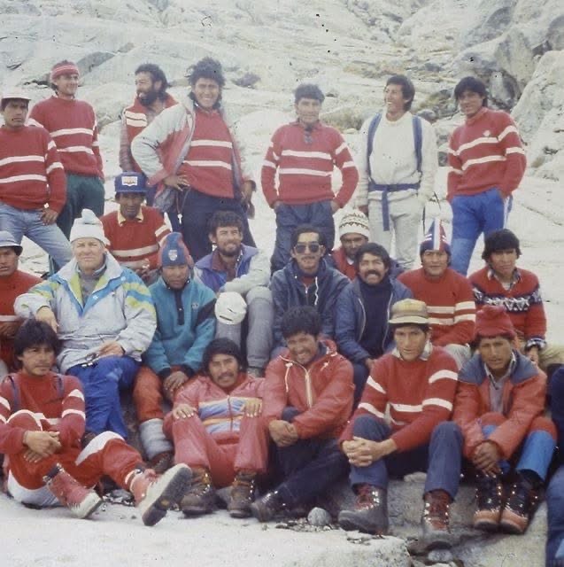 Early Mountain Guide and expedition support environments connected to the institutional development of mountain operations in Peru during the 1980s. © Filiberto Rurush - Andean Lineage.