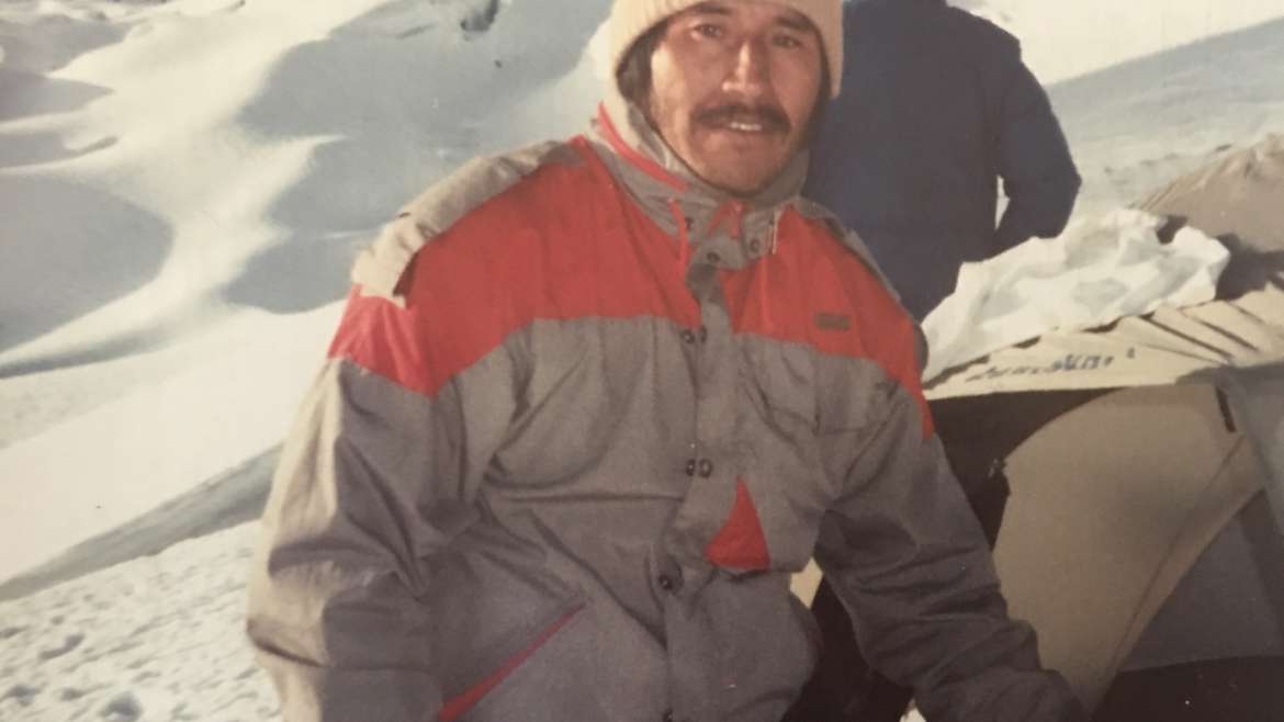 Filiberto Rurush during early mountaneering operations in hte Cordillera Blanca, Ancash, Peru.