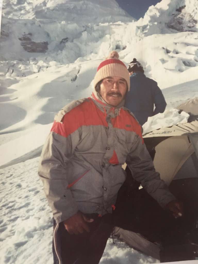 Filiberto Rurush during early mountaneering operations in hte Cordillera Blanca, Ancash, Peru.